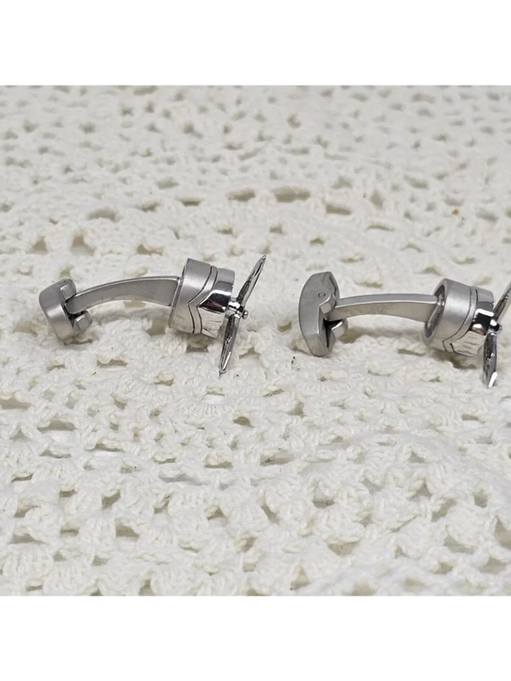 Vcufflinks Moving Propeller Cuff Links Silver Airplane Pilot Aviation Spinning